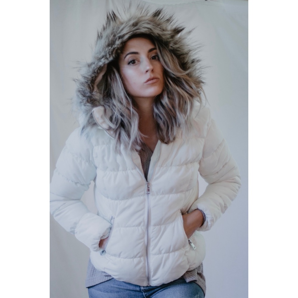 White Faux Fur Jacket Down Coat